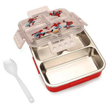 Disney print Insulated Lunch Box with 3 Compartments, Stainless Steel Interior & Embossed Printed Lid | Leak-Proof Design | 600 ML