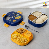 Space 3 grid stainless steel lunch box