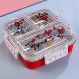 Disney print Insulated Lunch Box with 3 Compartments, Stainless Steel Interior & Embossed Printed Lid | Leak-Proof Design | 600 ML
