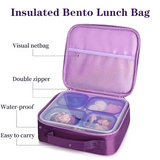 Yoo yee . Bento lunch box with insulated bag 4 compartment stainless steel .