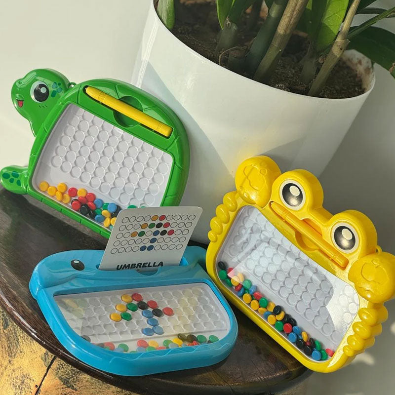 Mini travel friendly Magnetic Dot Board with Beads | Magnetic Pen (5card double sided)