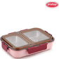 Leak Proof Airtight Unbreakable Lid BPA Free Ceelik Duo Stainless Steel Insulated Lunch Tiffin Box Set with Steel Spoon 2 Compartment Lunch Box for School Kids, Office Women Men