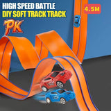 Flexible Race Track for Kids 4.5 meters  with 2 Racecars,  with 2 Suction Cups, Compatible with Hot Wheels for Ages 3+