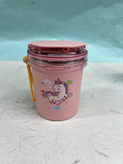 304 Stainless Steel Double Wall Thermal Insulated Vacuum Mug with Lid, Spoon & Straw Hot & Cold Milk Coffee Tea Soup Drinking Travelling Cup Girls Boys - 530ml