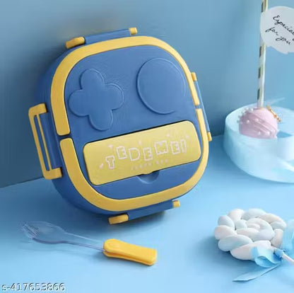 2 Grid Tedemei Lunchbox - Stainless Steel Interior, 2 Compartment, pink & blue For Kids, 550 ml