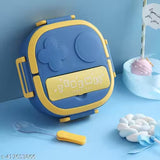 2 Grid Tedemei Lunchbox - Stainless Steel Interior, 2 Compartment, pink & blue For Kids, 550 ml