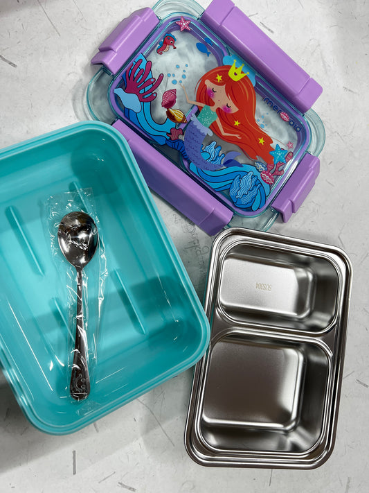 Football/Unicorn/space /mermaid  Transparent 2-Compartment 750ml Transfer Proof Lunch Box
