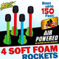 Multi Sky Rocket Toys For Kids , 4 Foam Tipped Rockets , Dual Shot Stomp Launcher Outdoor Toy Set