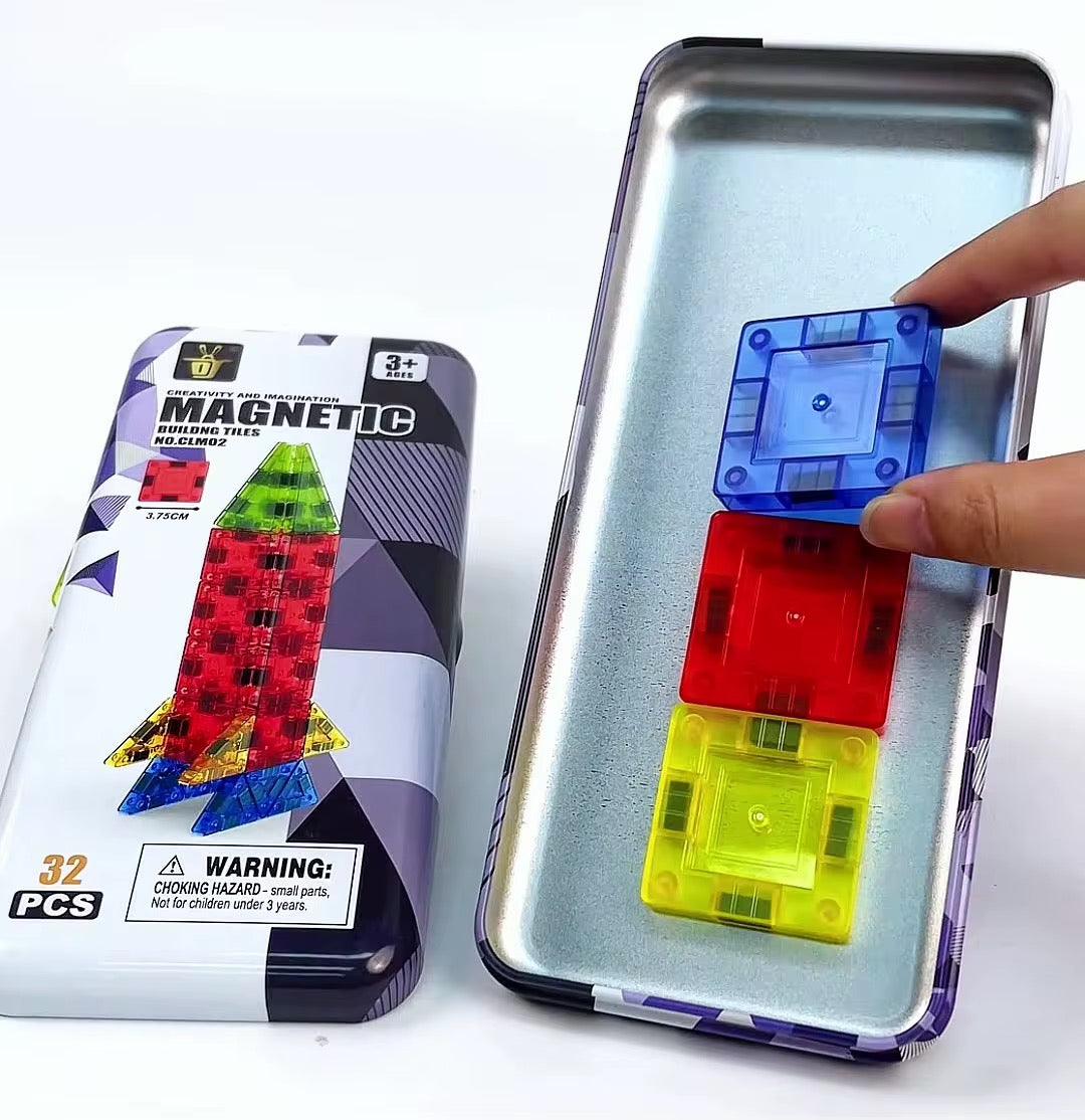 Portable travel magnetic building tiles 32pcs
