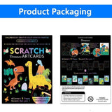 DIY Magic Scratch Art for Kids, 9 Sheets Double Sided Cute Design Rainbow Scratch Paper Cards & Scratch Sticks Set for Kids/Boys -Girls Birthday Party Favor Supplies