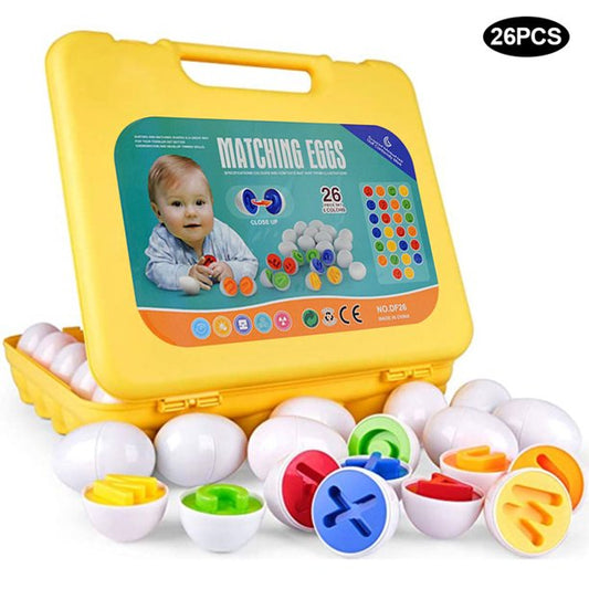 Matching Eggs 26PCS ABC Alphabet Color Recoginition Sorter Puzzle Easter Travel Bingo Game Uppercase Learning Educational Fine Motor Skill Montessori Gift for Year Old Toddler Kid