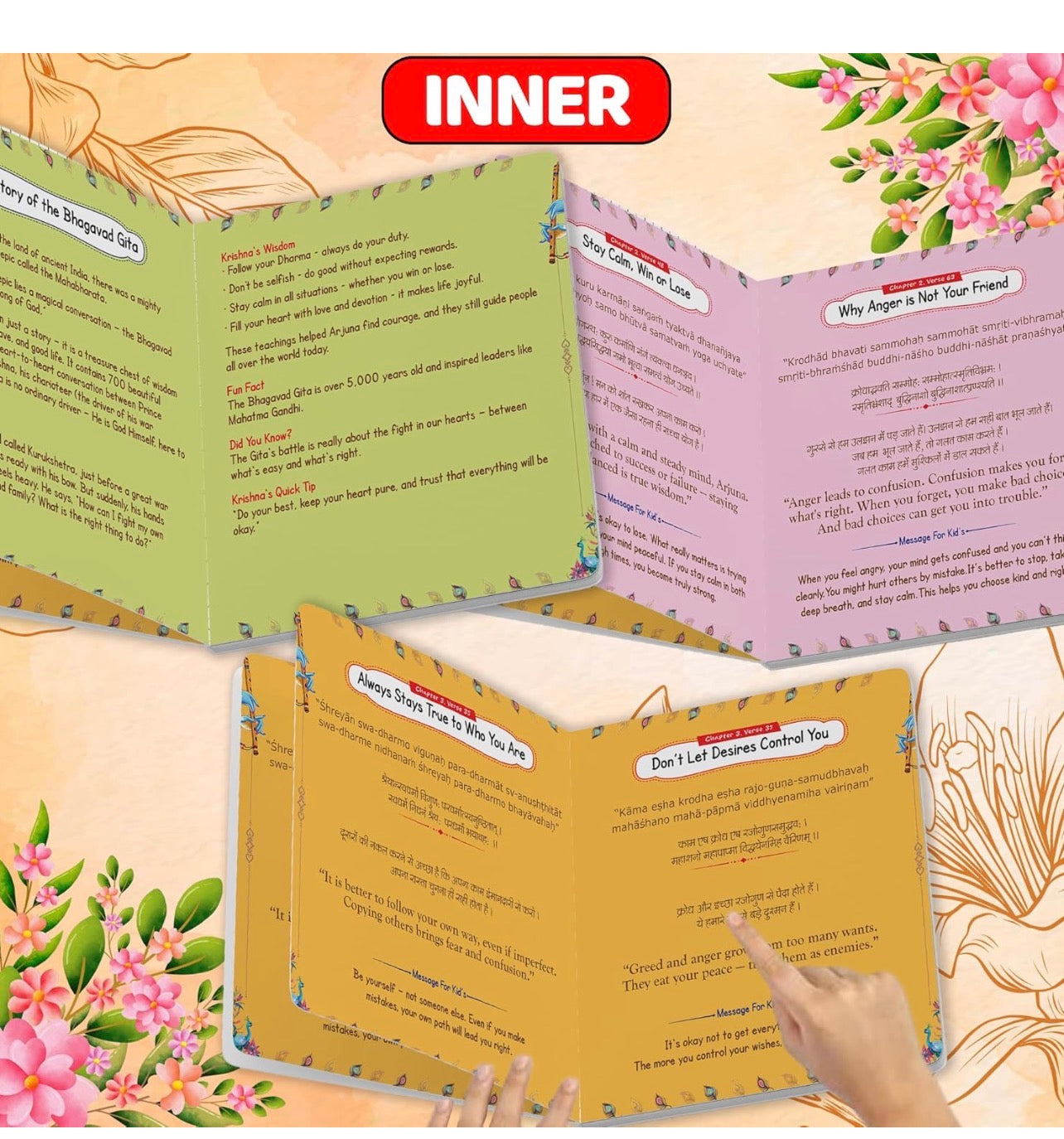 My First Bhagavad Gita Board Book for Kids | Simple illustrated Bhagavad Gita in Hindi, Sanskrit and English for Daily Living - Ages 3+ Years