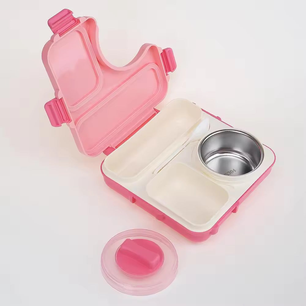 3 compartment 850ml handle square bento box .