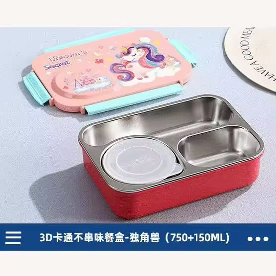 3 grid 304 stainless steel lunch box