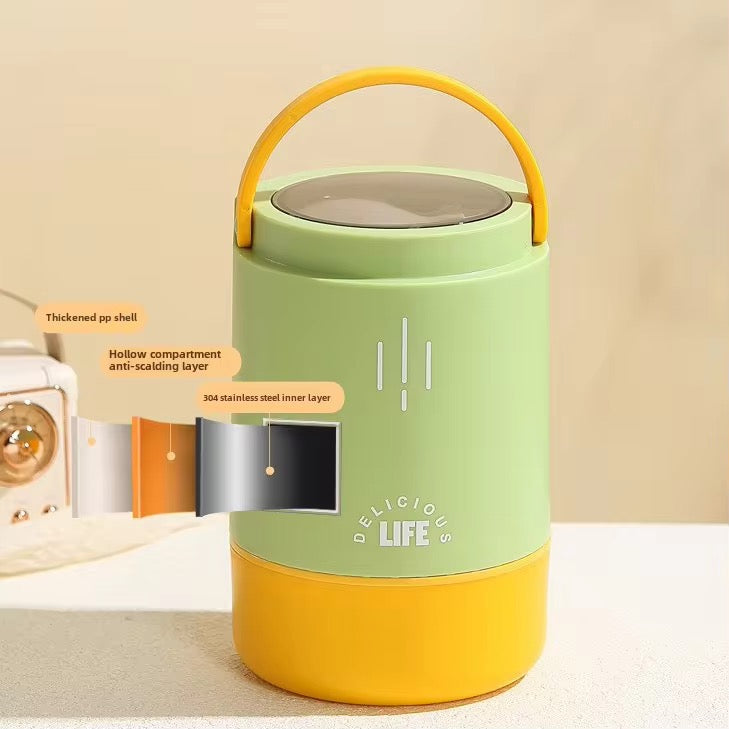 Insulated Lunch Box | 3-Tier Stainless Steel Food Jar with Built-in Cutlery | 900ml Leakproof Lunch Pot, BPA-Free, Keeps Food Hot Up to 6 Hours | Microwave & Dishwasher Safet