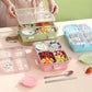 4 Compartment lunch box . with bowl , Spoon & Chopstick Leakproof Heating & Water Insulation- 900ml+70 ml