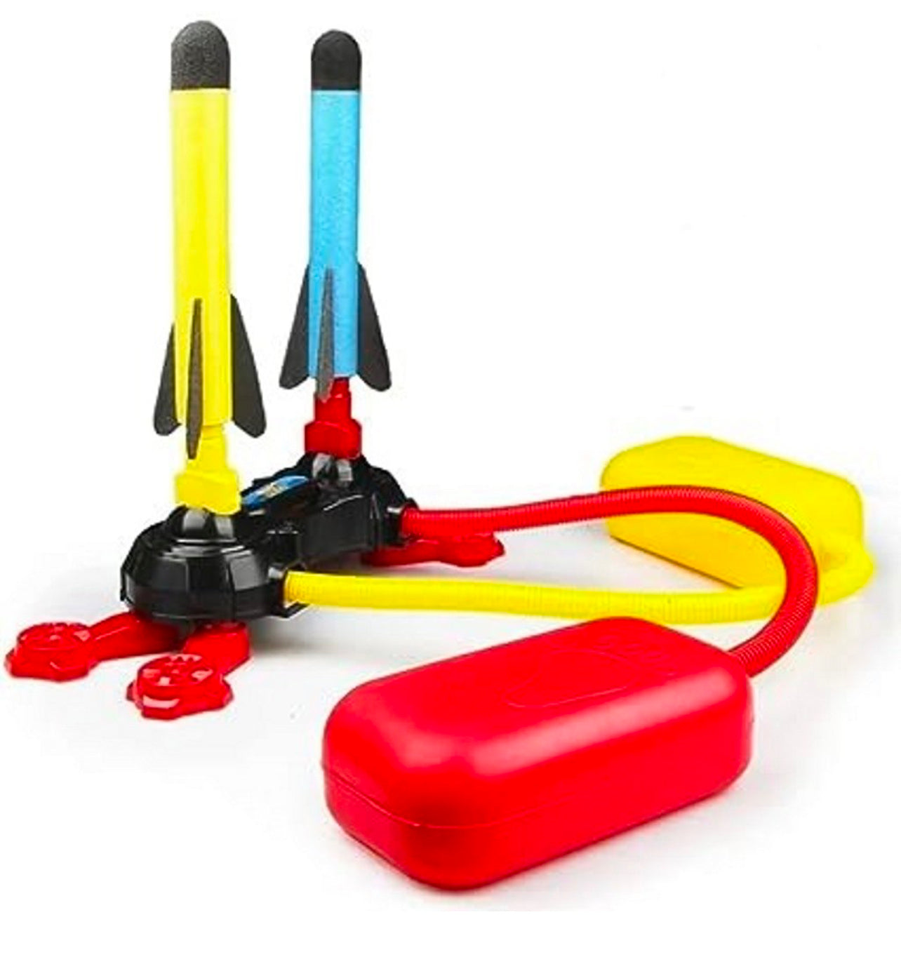 Multi Sky Rocket Toys For Kids , 4 Foam Tipped Rockets , Dual Shot Stomp Launcher Outdoor Toy Set