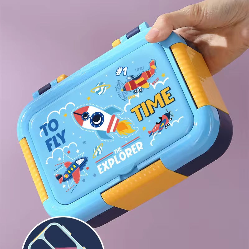 Stainless Steel Lunch Box with 3 Compartments Bento Tiffin Leak-Proof Durable Food Container 750ml + 150m
