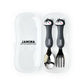 Baby Self Feeding Spoon & Fork with Case Stainless Steel Cutlery Cute Fork Spoon 2 pcs Set for Child Baby Home School Use