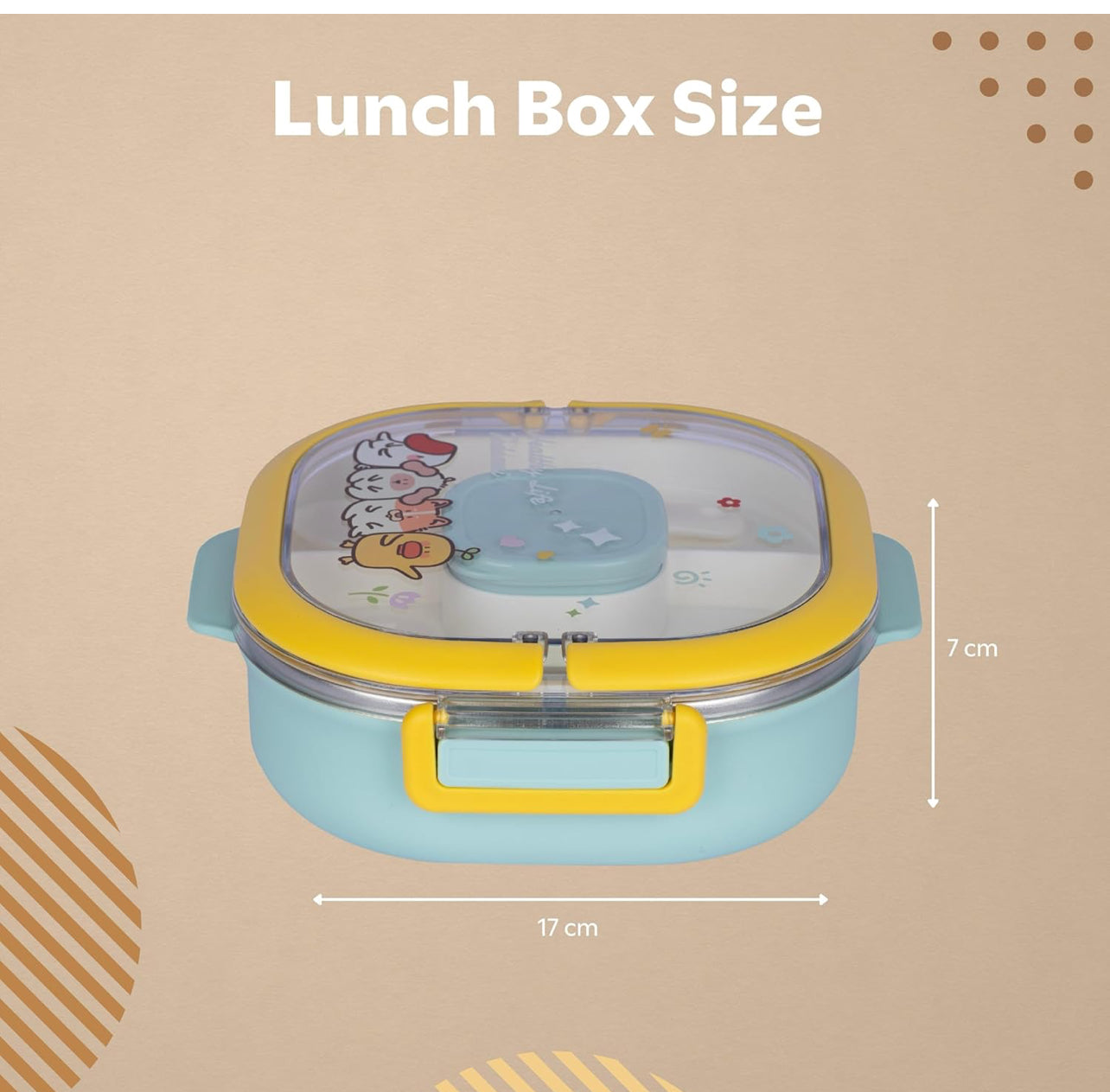 Insulated Lunch Box|Stainless Steel|3 Compartments to Keep Eating Mess Free|Lightweight, Fits in The Bag|Small Container for Pickle/Sauce|Comes with Fork & Spoon|Easy to Carry - 700 ML,