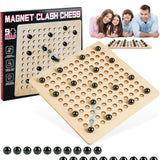 Wooden Magnetic Chess Game Set,Interactive Tabletop Chess Board Game with Magnet Stones,Develop Intelligence,Strategy Game,Family Party Games for Kids and Adults