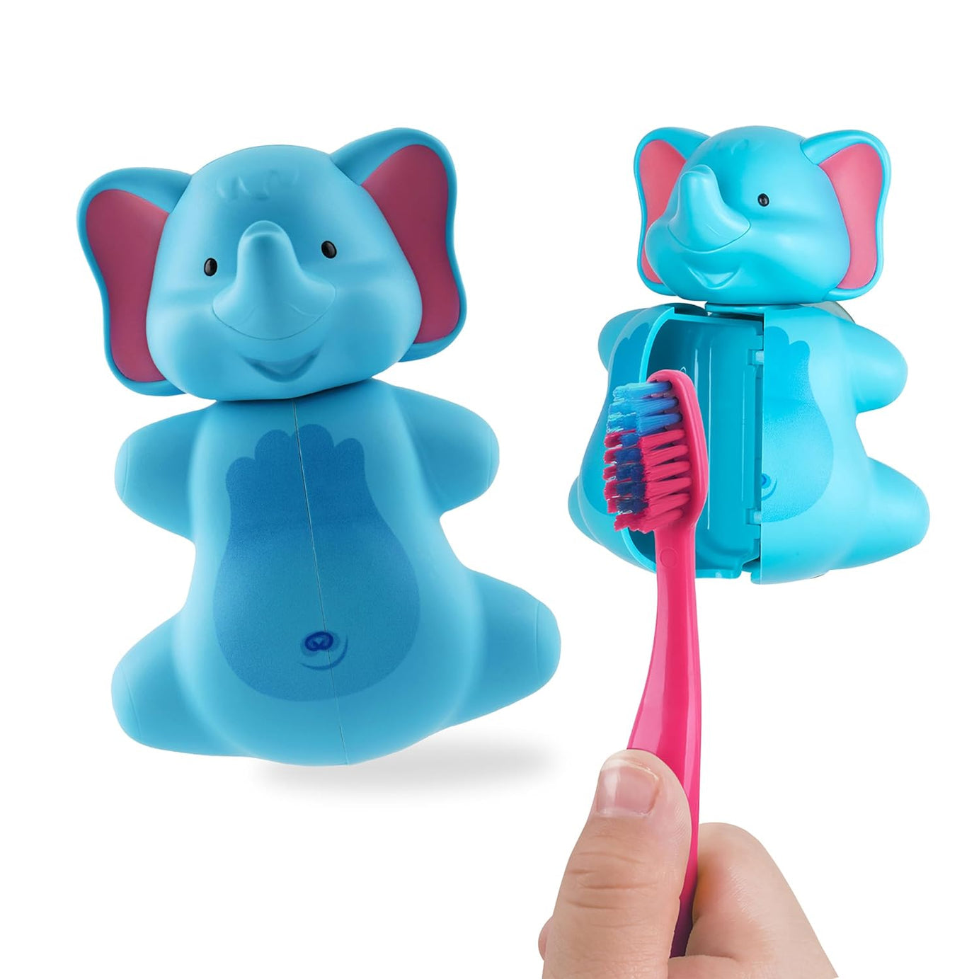 Flipper Fun Animal Penguin Toothbrush Cover , One Touch Open & Close ,Suction Cup Toothbrush Holder for Mirrors, Glass or Tiles ,Dust-proof Adorable Easy to Use