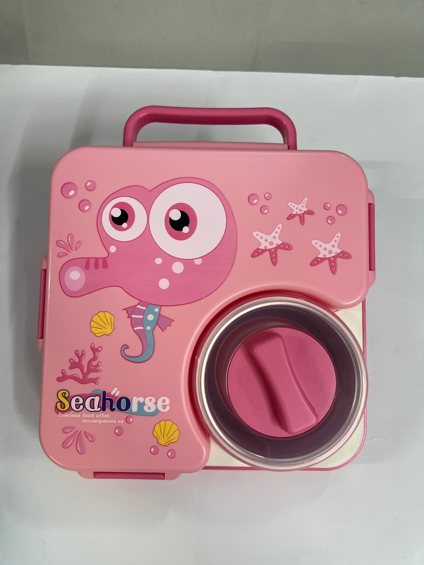 3 compartment 850ml handle square bento box .