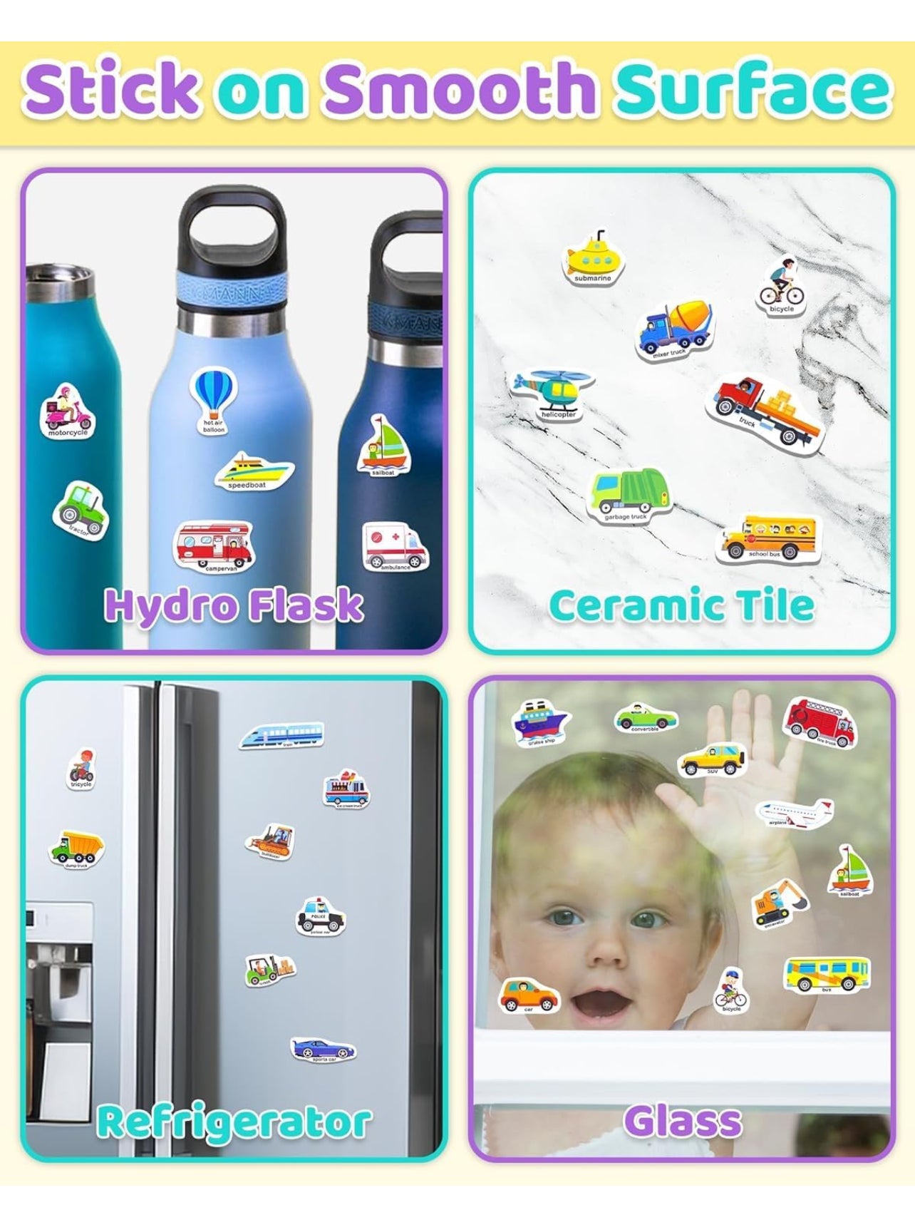 Jelly Reusable Fun Sticker Books for Kids Toddlers 1-6 Years(6 different themes)