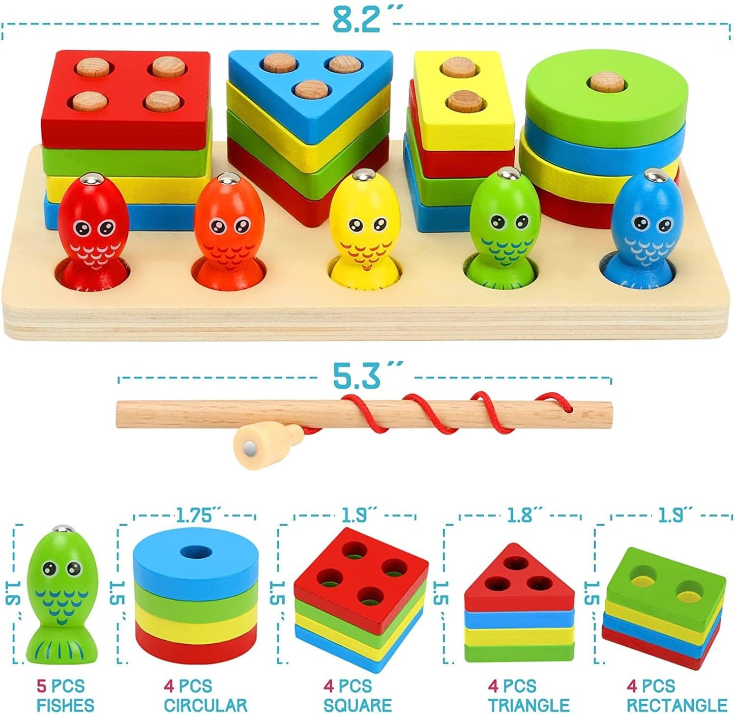 Montessori Wooden Sorting & Magnetic Fishing Game - Educational Toy for Toddlers