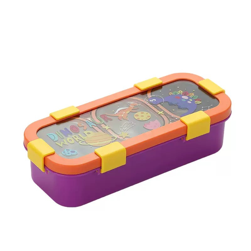 Kids Sleek 3 grid 500ml stainless steel tiffin box with cutlery