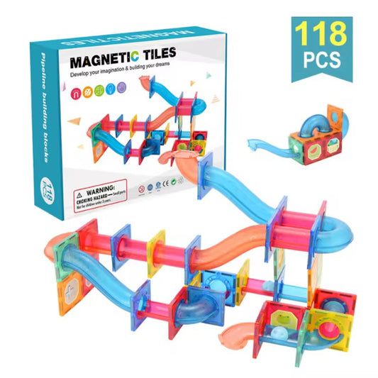 Magnetic Tiles Pipeline Building Blocks 118 Pcs