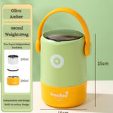 580ml Double Layer Lunch Pot for Kids & Adults | Stainless Steel 304 Bento Food Jar | Headphone Style Handle | Leak-Resistant, Two Compartment Tiffin Box