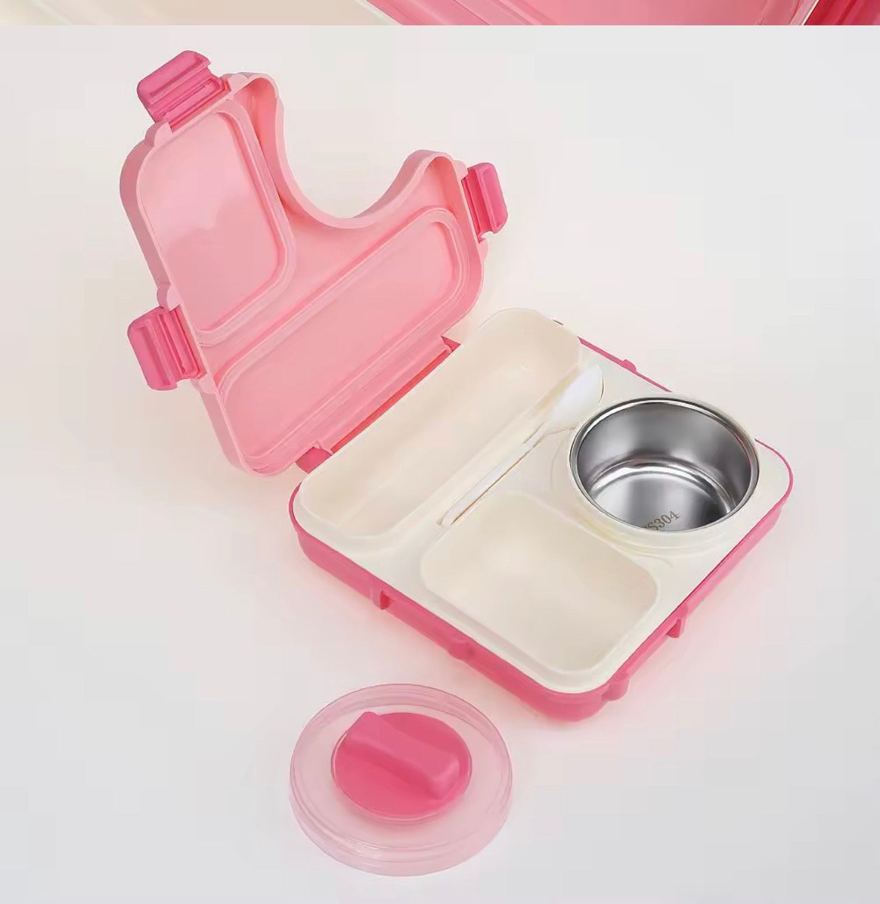 3 compartment 850ml handle square bento box .