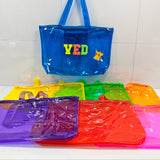 Jelly exam bag with 4 letter initials ( size 16.5*11*4 inches)