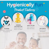 Flipper Fun Animal Penguin Toothbrush Cover , One Touch Open & Close ,Suction Cup Toothbrush Holder for Mirrors, Glass or Tiles ,Dust-proof Adorable Easy to Use