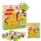 3D Wooden Jigsaw Puzzle Cube Blocks for Kids – 6-in-1 Farm Animals Puzzle with 9 Pieces – Early Learning Educational Toys