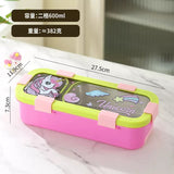 Kids  sleek 2 grid stainless steel tiffin Box 600ml with cutlery.