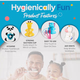 Flipper Fun Animal Penguin Toothbrush Cover , One Touch Open & Close ,Suction Cup Toothbrush Holder for Mirrors, Glass or Tiles ,Dust-proof Adorable Easy to Use