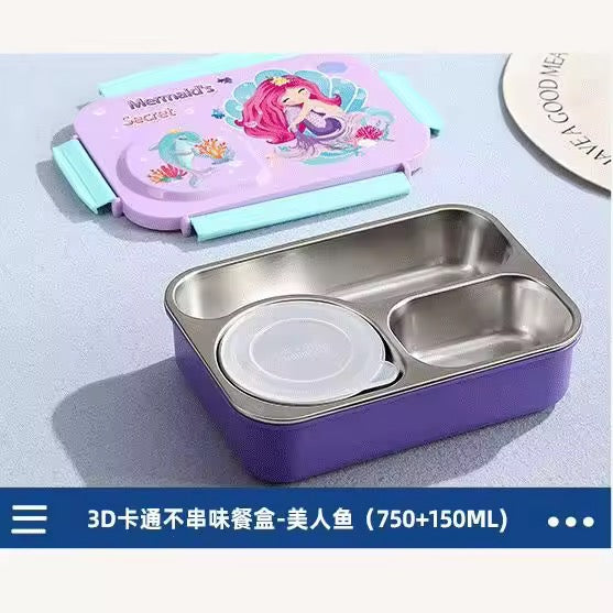 3 grid 304 stainless steel lunch box