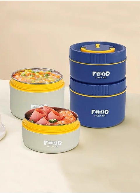 2 layer insulated lunch box with lunch bag & cutlery