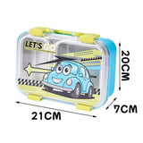 2 grid stainless steel tiffin box with 4 locks & handle