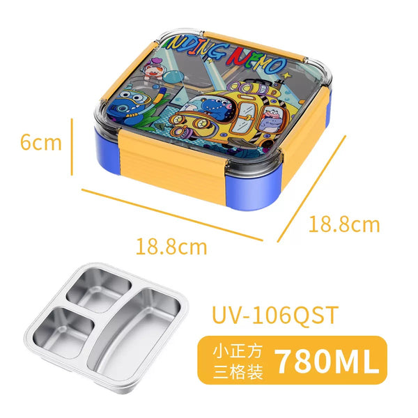 3 grid stainless steel lunch box 780ml