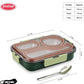 Leak Proof Airtight Unbreakable Lid BPA Free Ceelik Trio NX Insulated Lunch Tiffin Box, 1 Steel Spoon 3 Compartment Lunch Box Steel for School Kids Boys Mens Girls Office Women