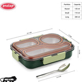 Leak Proof Airtight Unbreakable Lid BPA Free Ceelik Trio NX Insulated Lunch Tiffin Box, 1 Steel Spoon 3 Compartment Lunch Box Steel for School Kids Boys Mens Girls Office Women