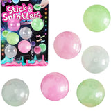 Glow Wall Ball Sticky 6PCS Grow in The Dark Round Luminous Fluorescent Washable Stress Relief Ball Toy Washable