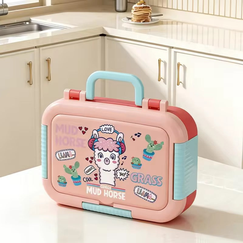 Stainless Steel Lunch Box with 3 Compartments Bento Tiffin Leak-Proof Durable Food Container 750ml + 150m