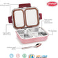 Leak Proof Airtight Unbreakable Lid BPA Free Ceelik Duo Stainless Steel Insulated Lunch Tiffin Box Set with Steel Spoon 2 Compartment Lunch Box for School Kids, Office Women Men