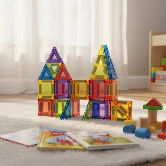 60 pcs travel magnetic tiles with tin box