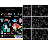 DIY Magic Scratch Art for Kids, 9 Sheets Double Sided Cute Design Rainbow Scratch Paper Cards & Scratch Sticks Set for Kids/Boys -Girls Birthday Party Favor Supplies