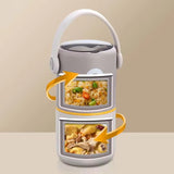 580ml Double Layer Lunch Pot for Kids & Adults | Stainless Steel 304 Bento Food Jar | Headphone Style Handle | Leak-Resistant, Two Compartment Tiffin Box
